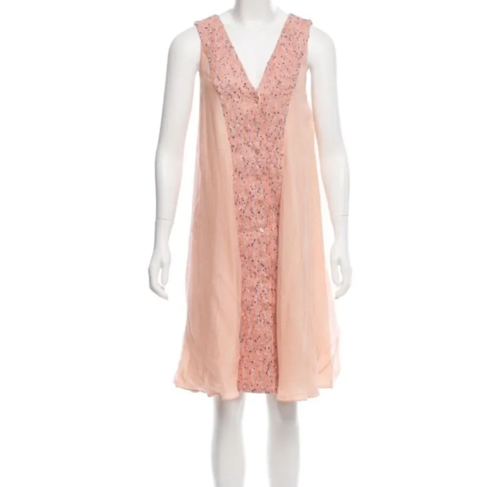 CHRISTIAN COTA Bouclé-Paneled Chiffon Dress